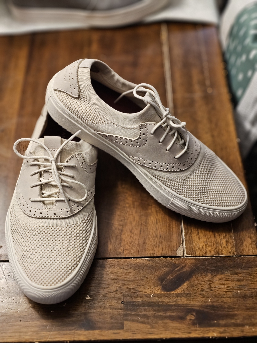 Mark Nason Los Angeles Brentwood Womens Leather Lace Up Creme Oxfords Size 7.5
